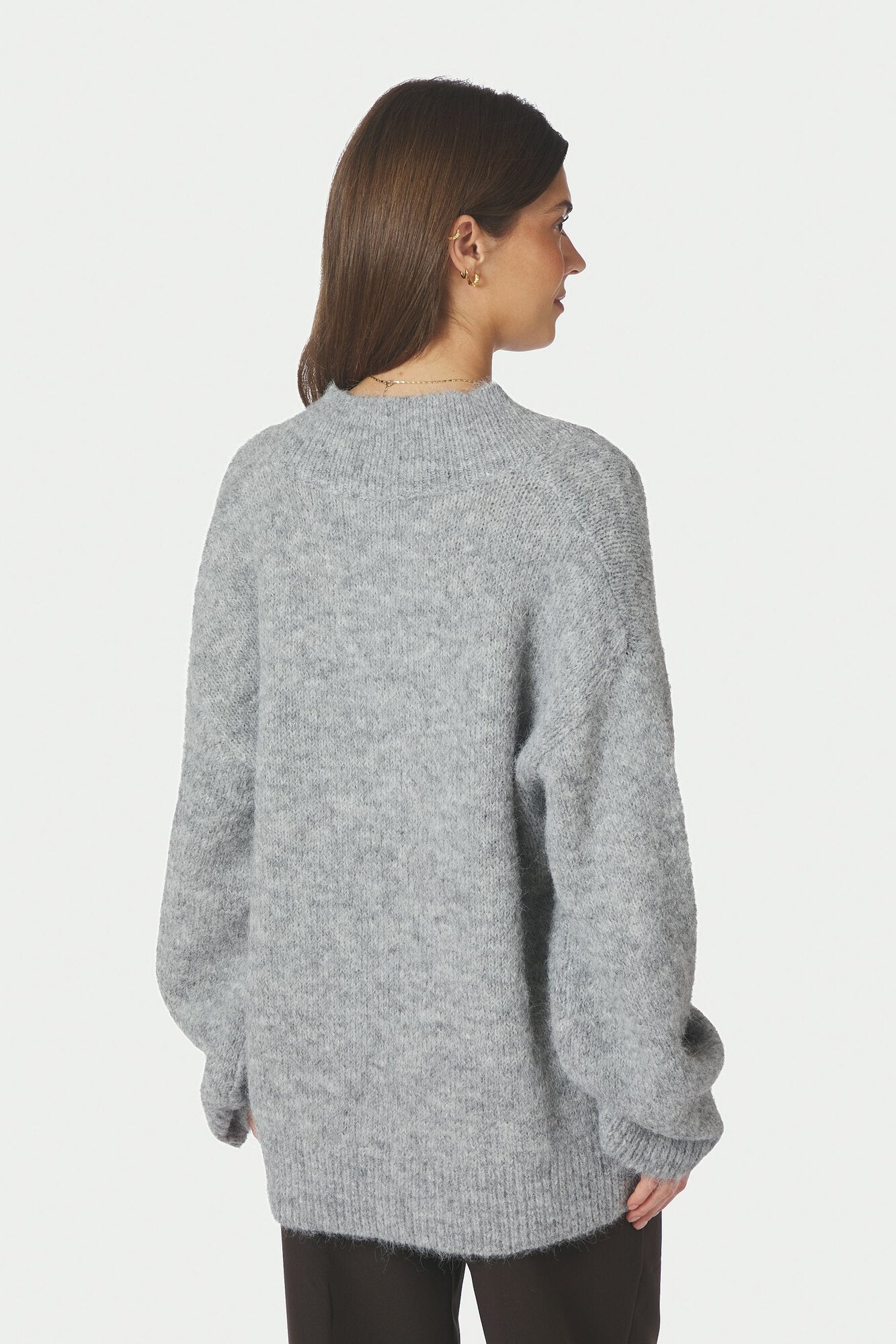 Melli Fluffy striktrøje - Grey Melange
